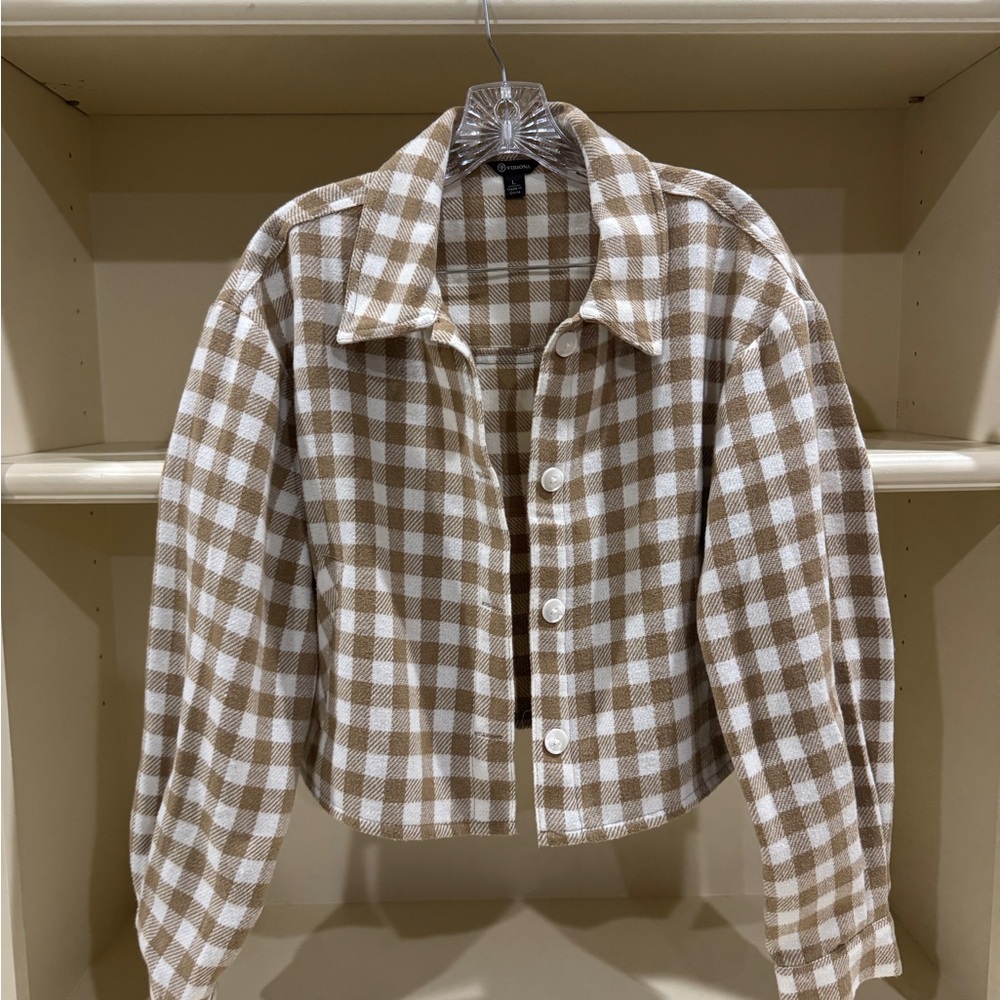 Versona Tan and Cream Plaid Jacket
